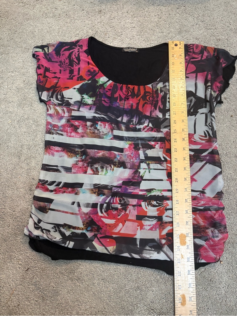Vanilla Sugar Short Sleeve Printed Layered Tee - Pink, Black, White